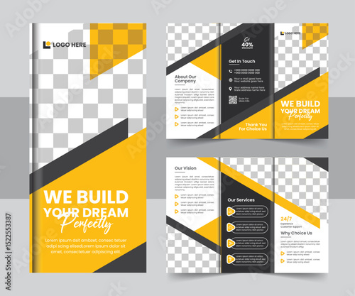 Editable Tri-Fold Brochure for Construction Services | Corporate Print Design for Engineering & Building Firms
