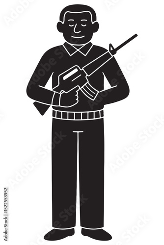 Silhouette of a man holding a rifle across chest in a formal stance