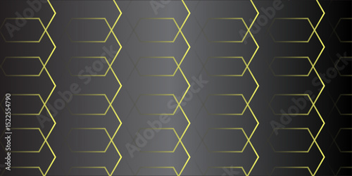 Abstract black gradient polygonal minimal geometric diagonal hipster lines in dark grey gradient background with stylish golden band grey monochrome stripe design for poster, banner. Modern vector.