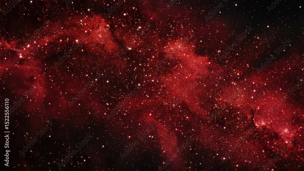 A red galaxy with many stars. The stars are scattered throughout the galaxy. The galaxy is very large and has a lot of stars