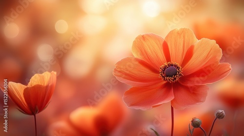 Radiant floral essence of warm amber hues delicate petals and serene backdrop conveying natures gentle elegance