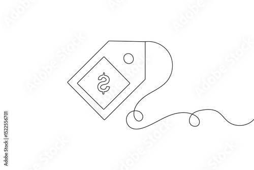 Price tag continuous one line drawing minimalist outline vector design
