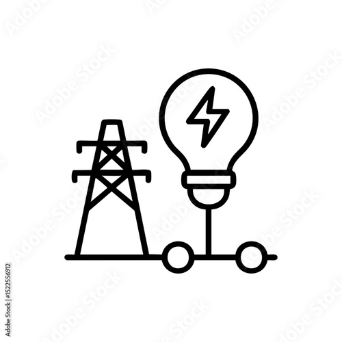Electric Power Supply Icon with Lightning Bulb