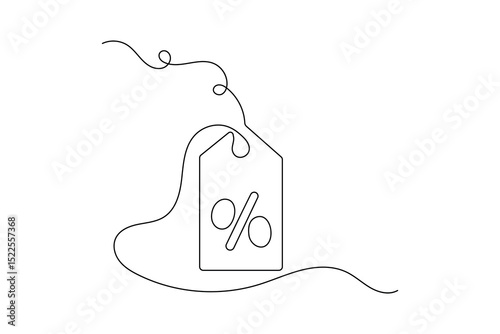 Price tag continuous one line drawing minimalist outline vector design
