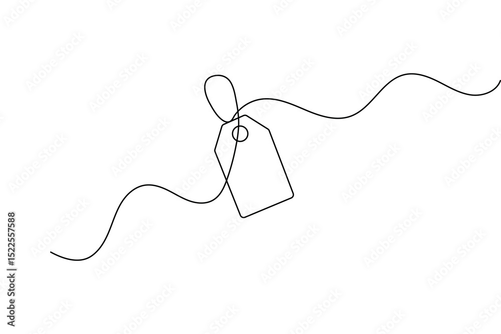 Obraz premium Price tag continuous one line drawing minimalist outline vector design 