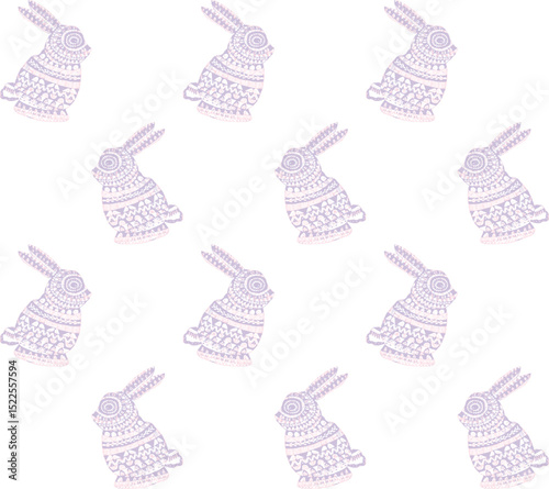 seamless light pink rabbit mirror effect textured pattern background.