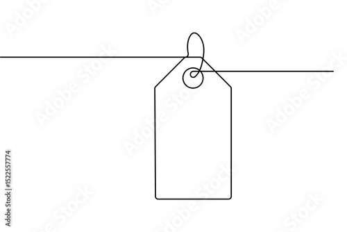 Price tag continuous one line drawing minimalist outline vector design
