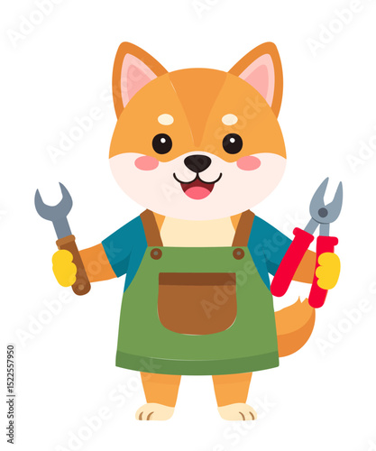 工具を持った犬のキャラクター