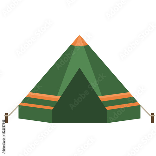 Green tourist camping tent icon isolated on white background.
