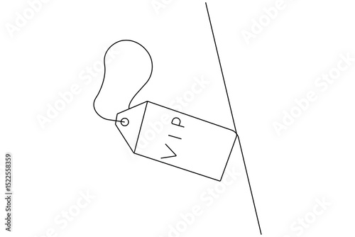 Price tag continuous one line drawing minimalist outline vector design
