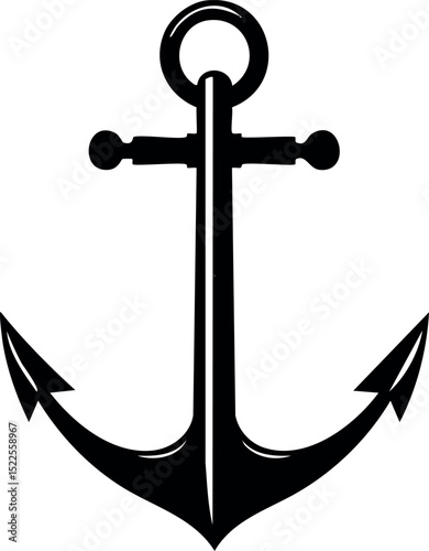 Anchor Shape in Silhouette Vector | Nautical Black Vector Art Illustration