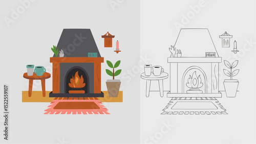 Outlined and colored chimney 