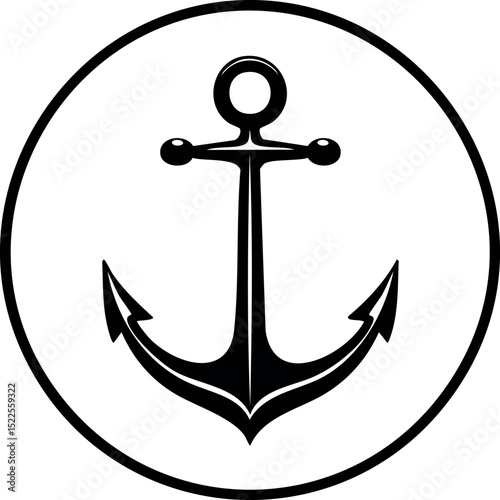 Anchor Shape in Silhouette Vector | Nautical Black Vector Art Illustration