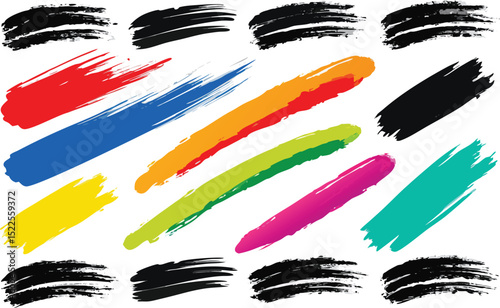 Adobe Illustrator Artwork A set of different colored strokes on a transparent background
