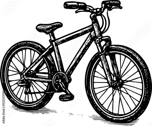Hand-drawn mountain bike illustration, ideal for cycling, fitness, and adventure themes