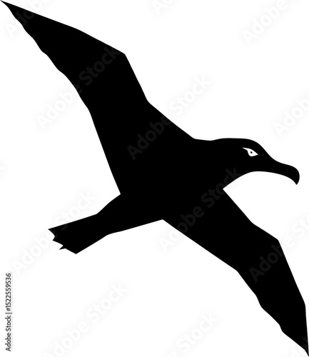 Diving Albatross Silhouette in Hunting Pose, Angular Artistic Style on  Transparent Background