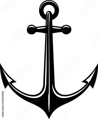 Anchor Shape in Silhouette Vector | Nautical Black Vector Art Illustration