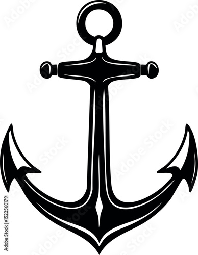 Anchor Shape in Silhouette Vector | Nautical Black Vector Art Illustration