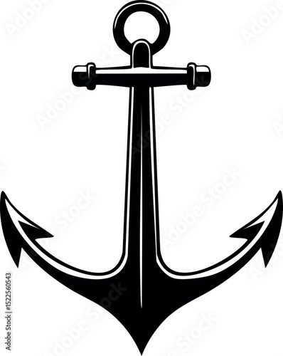 Anchor Shape in Silhouette Vector | Nautical Black Vector Art Illustration