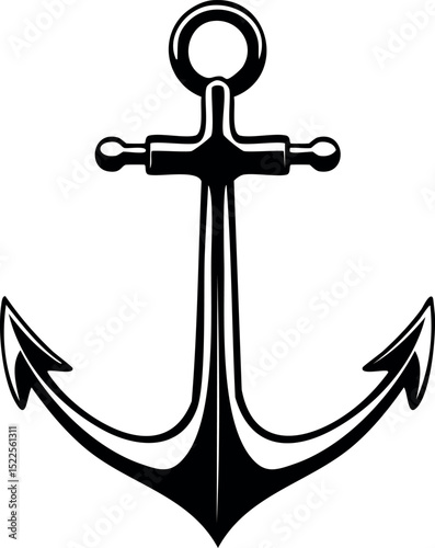 Anchor Shape in Silhouette Vector | Nautical Black Vector Art Illustration