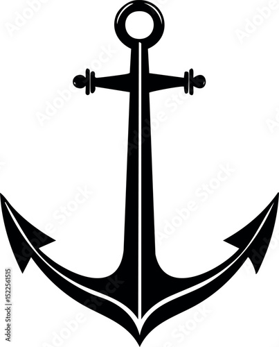 Anchor Shape in Silhouette Vector | Nautical Black Vector Art Illustration