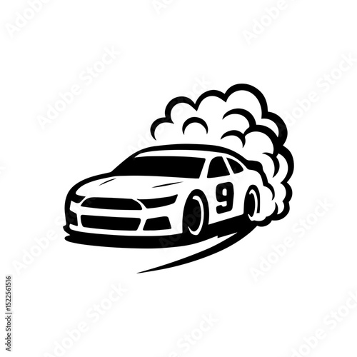 Race car racing event logo icon smoke with transparent background