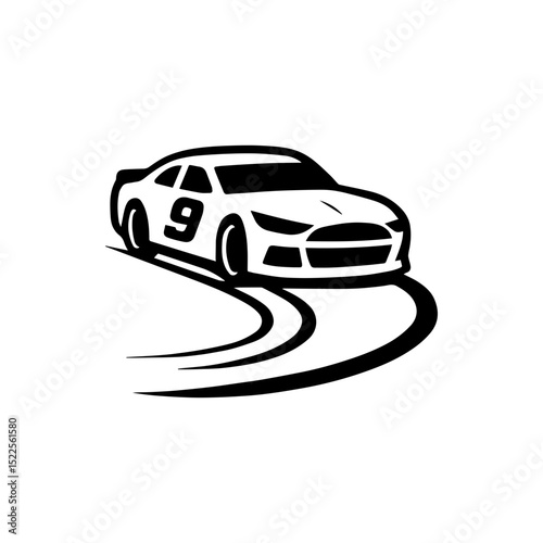 Race car racing event logo icon with transparent background