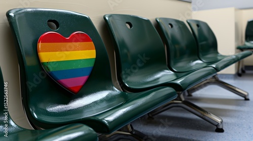 Colorful Heart on Chair in Waiting Room for LGBTQ+ Representation and Community Acceptance