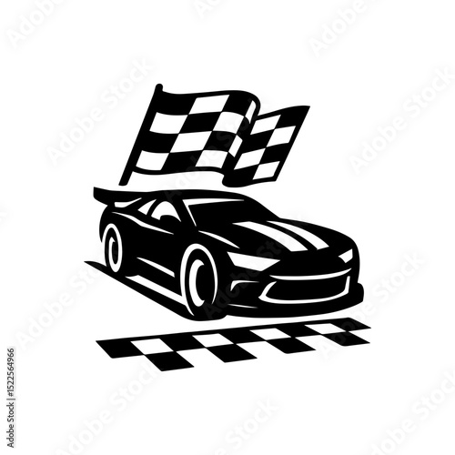 Race car racing event logo icon with transparent background