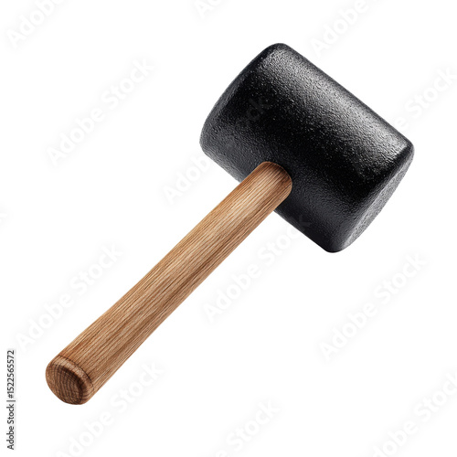 Durable Rubber Mallet with Wooden Handle on a white background. photo