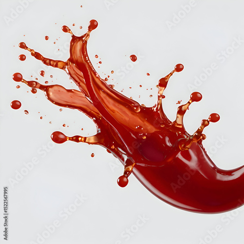 tomato ketchup splash isolated on transparent white background