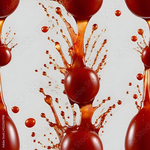 tomato ketchup splash isolated on transparent white background