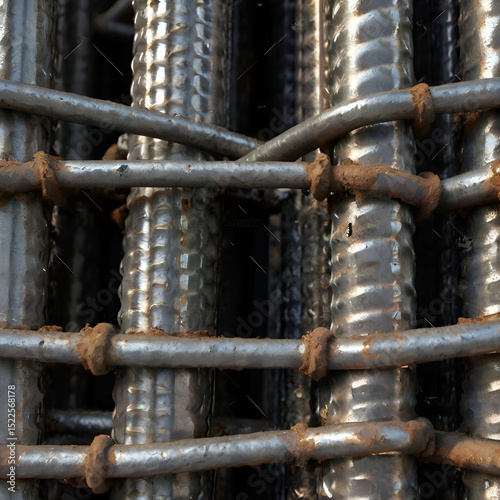 Steel reinforcement bars isolated on transparent background
