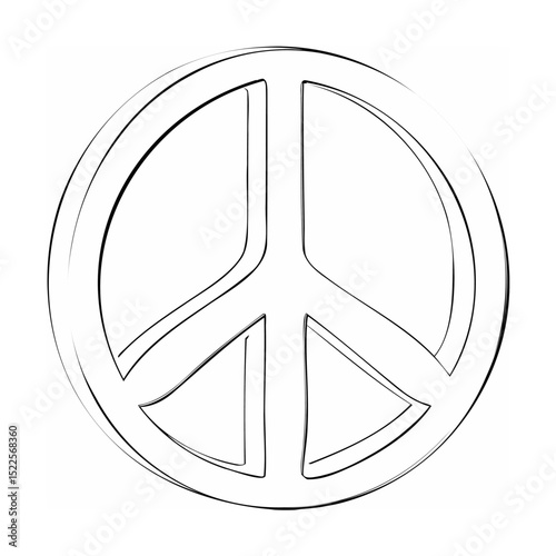 Black and white vector illustration of a classic peace sign on a clean white background
