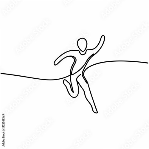 Continuous line drawing of a person in motion illustrating energy and activity with clear transparency