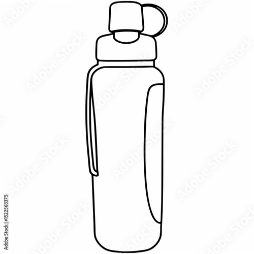 Contour line drawing of a sports water bottle with a lid ideal for healthy living and hydration