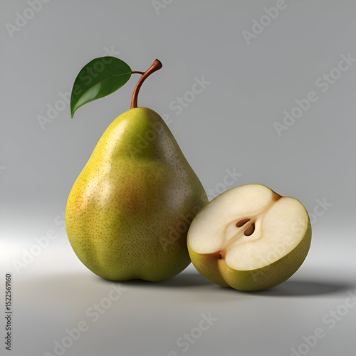 pear 3d render isolated on transparent white background