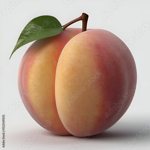 peach 3d render isolated on transparent white background