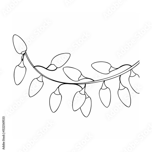 Simple black and white string of festive holiday christmas lights decoration design