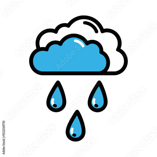 Weather Rain Cloud Symbol Water Drops Forecast Icon