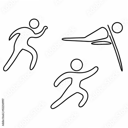 Abstract line art depicting dynamic human figures in motion suitable for various designs