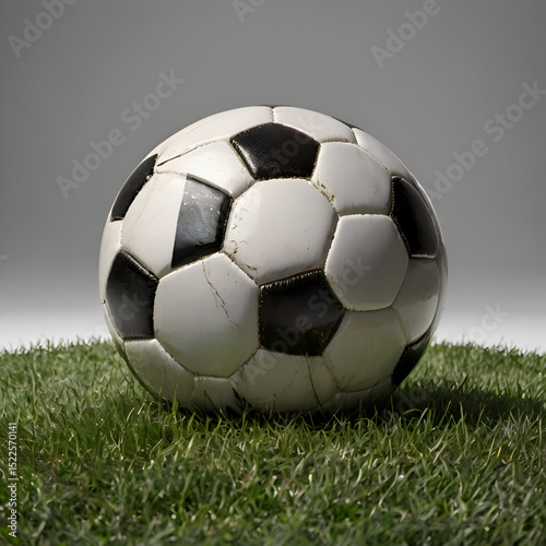 soccer ball on grass isolated on transparent white background