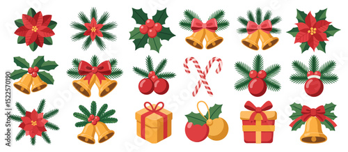 Christmas Festive Icons Collection Red and Gold