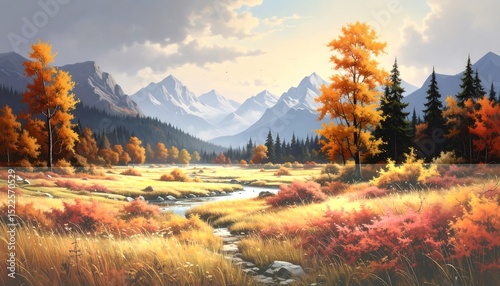 Autumn mountain valley landscape