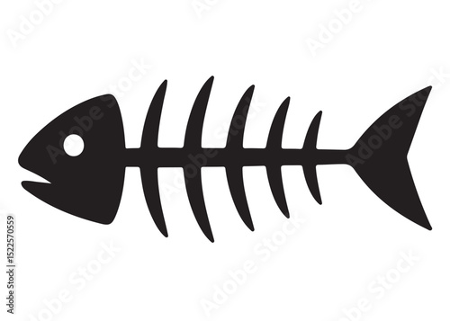 fish bone logo silhouette vector illustration, fish skeleton logo icon silhouette, fishbone silhouette swimming vector illustration, skeleton of fish vector silhouette logo design on white background