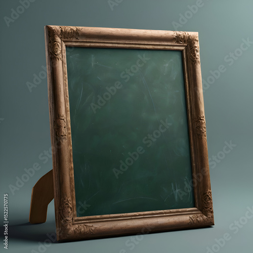 green chalkboard with frame isolated on transparent background