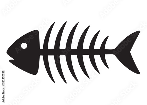 fish bone logo silhouette vector illustration, fish skeleton logo icon silhouette, fishbone silhouette swimming vector illustration, skeleton of fish vector silhouette logo design on white background