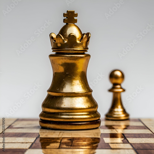 golden The king piece in the chess isolated on transparent white background