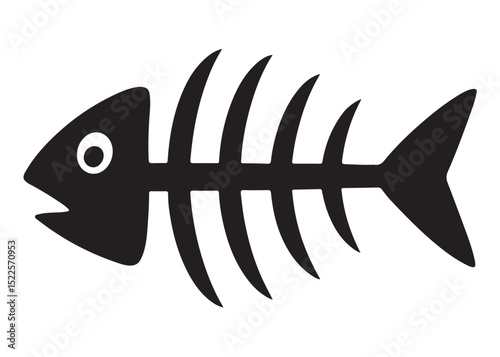 fish bone logo silhouette vector illustration, fish skeleton logo icon silhouette, fishbone silhouette swimming vector illustration, skeleton of fish vector silhouette logo design on white background