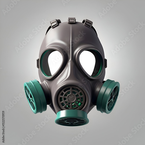 gas mask 3d render icons in cartoon plastic style minimal isolated on transparent white background